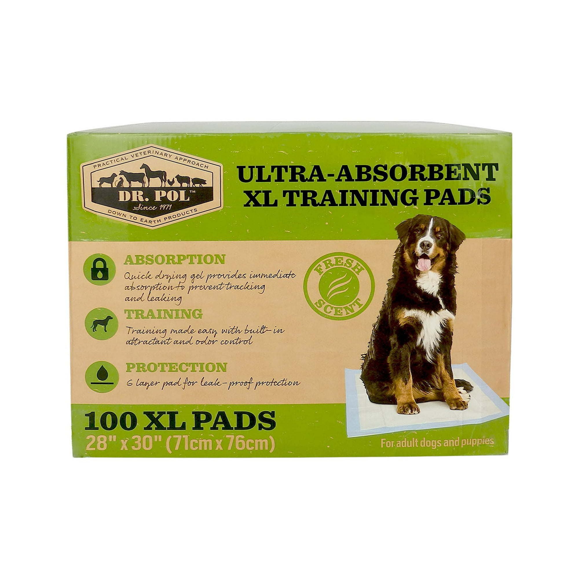 Dr. Pol Ultra-Absorbent X-Large Fresh Scent Training Pads - 100 Count - 30x28 Dr. Pol Ultra-Absorbent X-Large Fresh Scent Training Pads - 100 Count - 30x28